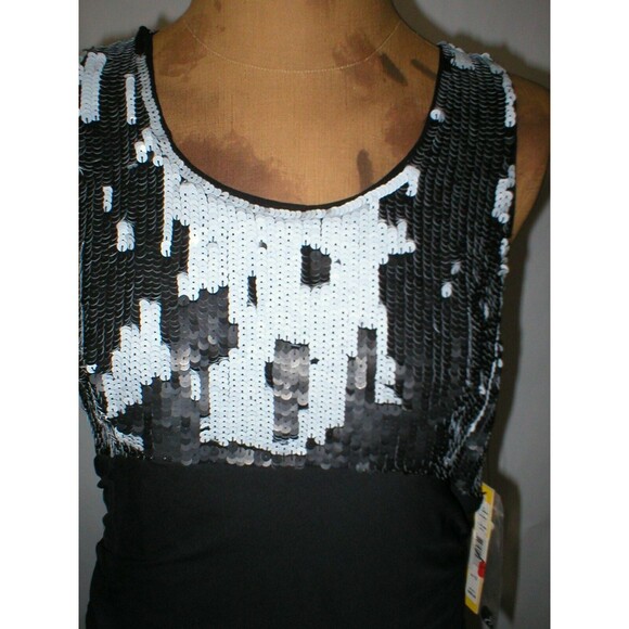 NWT $484 New Womens Alice Olivia Sequin Silk Black White Tank Dress 12 Designer - Picture 7 of 11